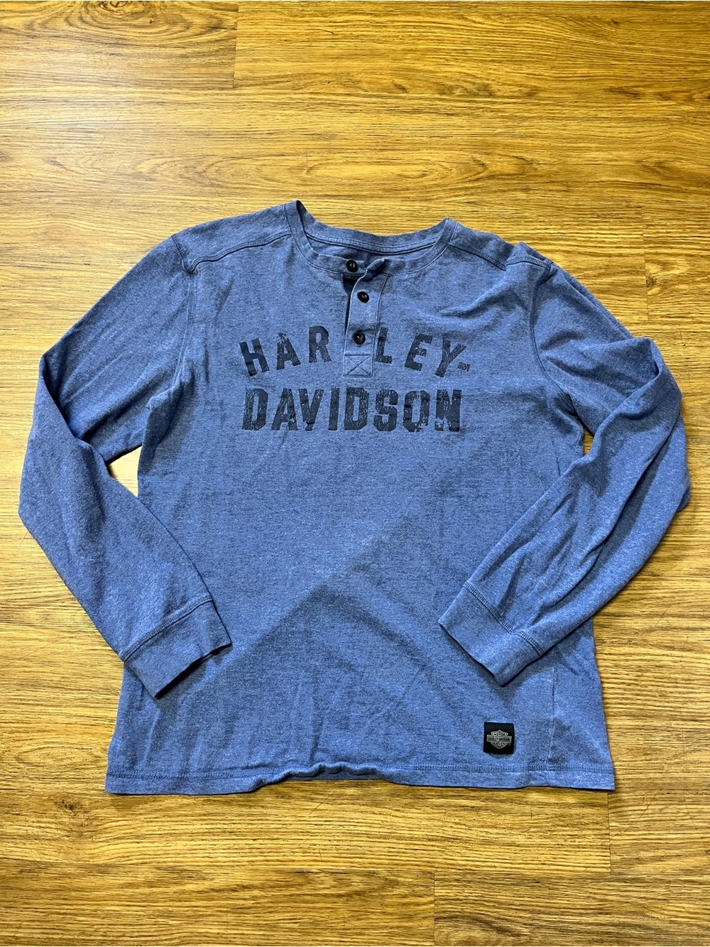 Harley-Davidson Men’s Limited Edition Blue Long-Sleeve Staple Henley Shirt M